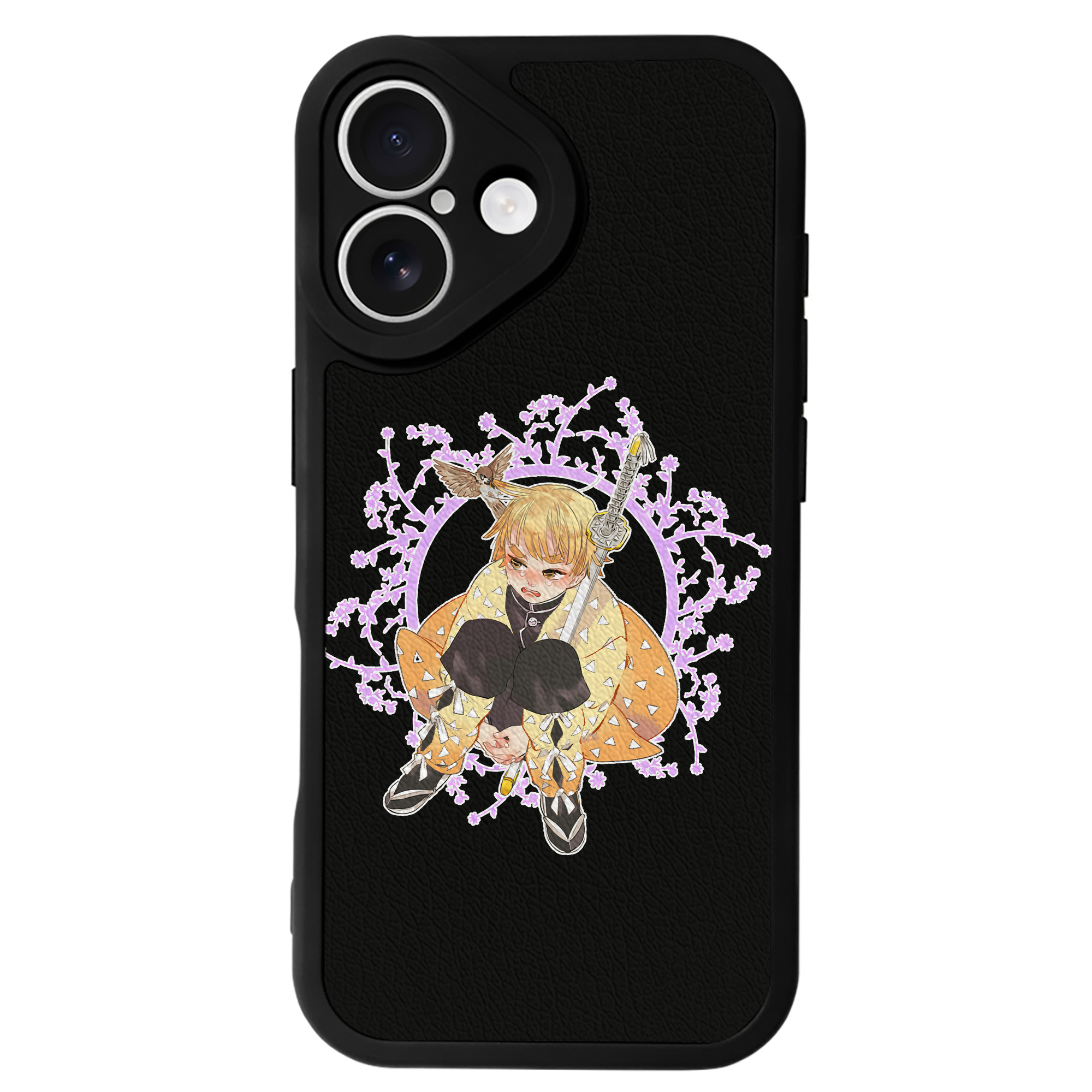 （画像用） 鬼滅の刃（きめつのやいば）我妻 善逸／あがつま ぜんいつ Agatsuma Zenitsu 【iPhone 16シリーズ対応】シリコンスマホケース（レザー調） 材質：シリコン
